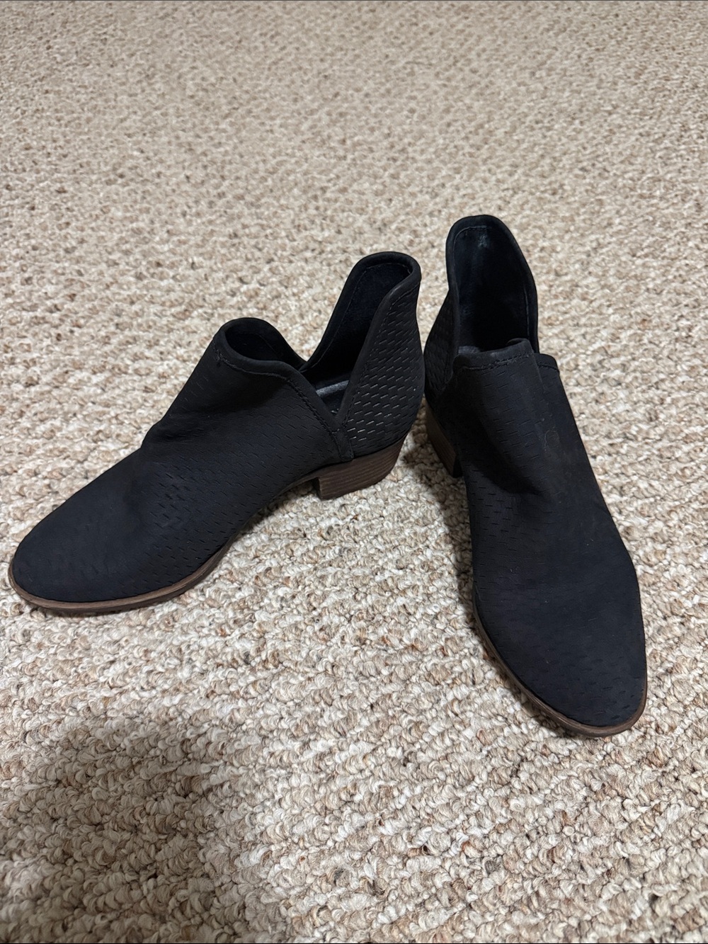 Lucky Brand Black Perforated Low Heel Ankle Booties